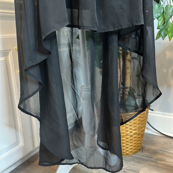 GUC All Kris Black Sheer High Low Mini Studded Sleeveless Dress, M - Picture 5 of 14